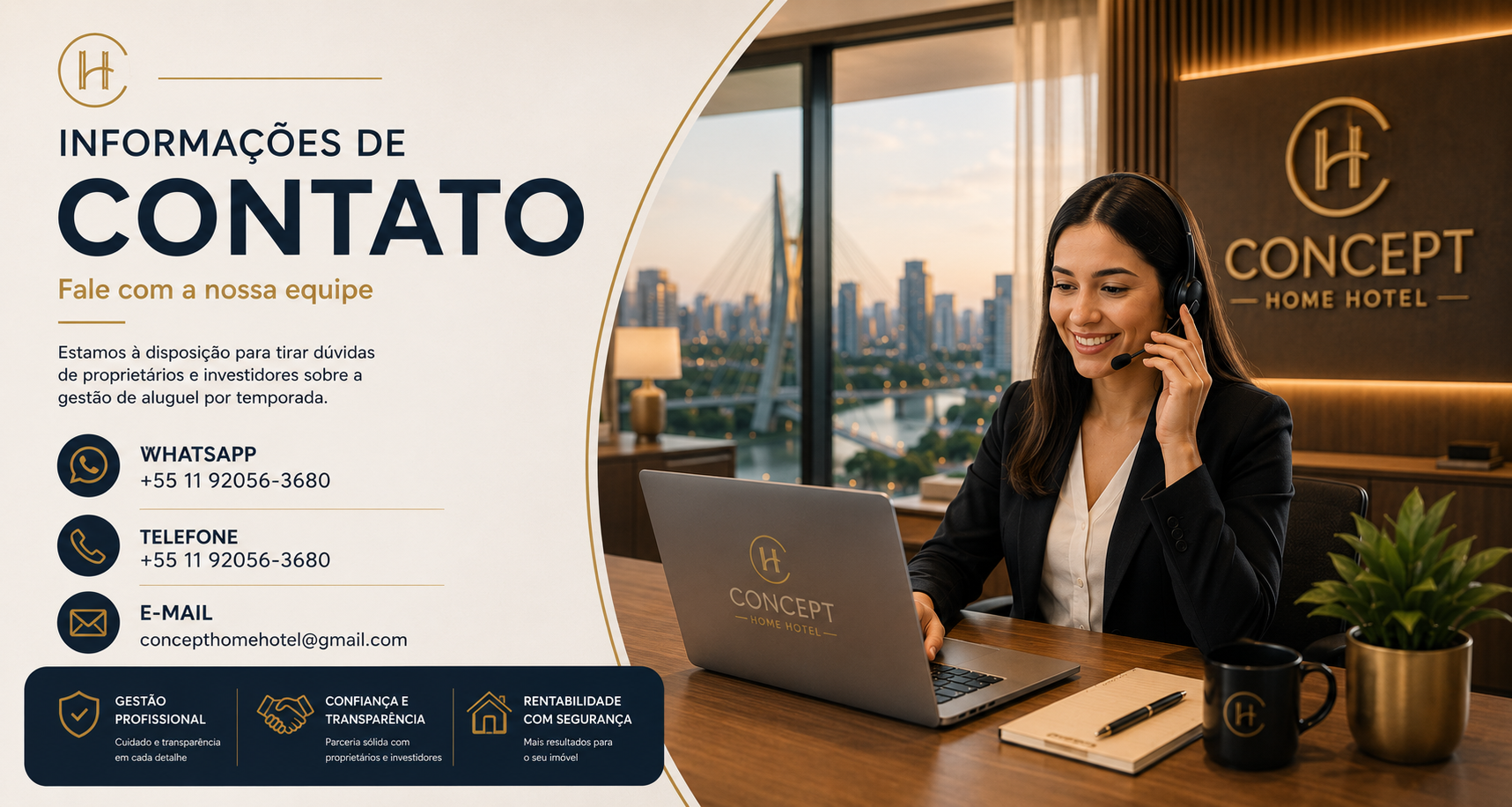 Informações de Contato - Fale com a nossa equipe da Concept Home Hotel