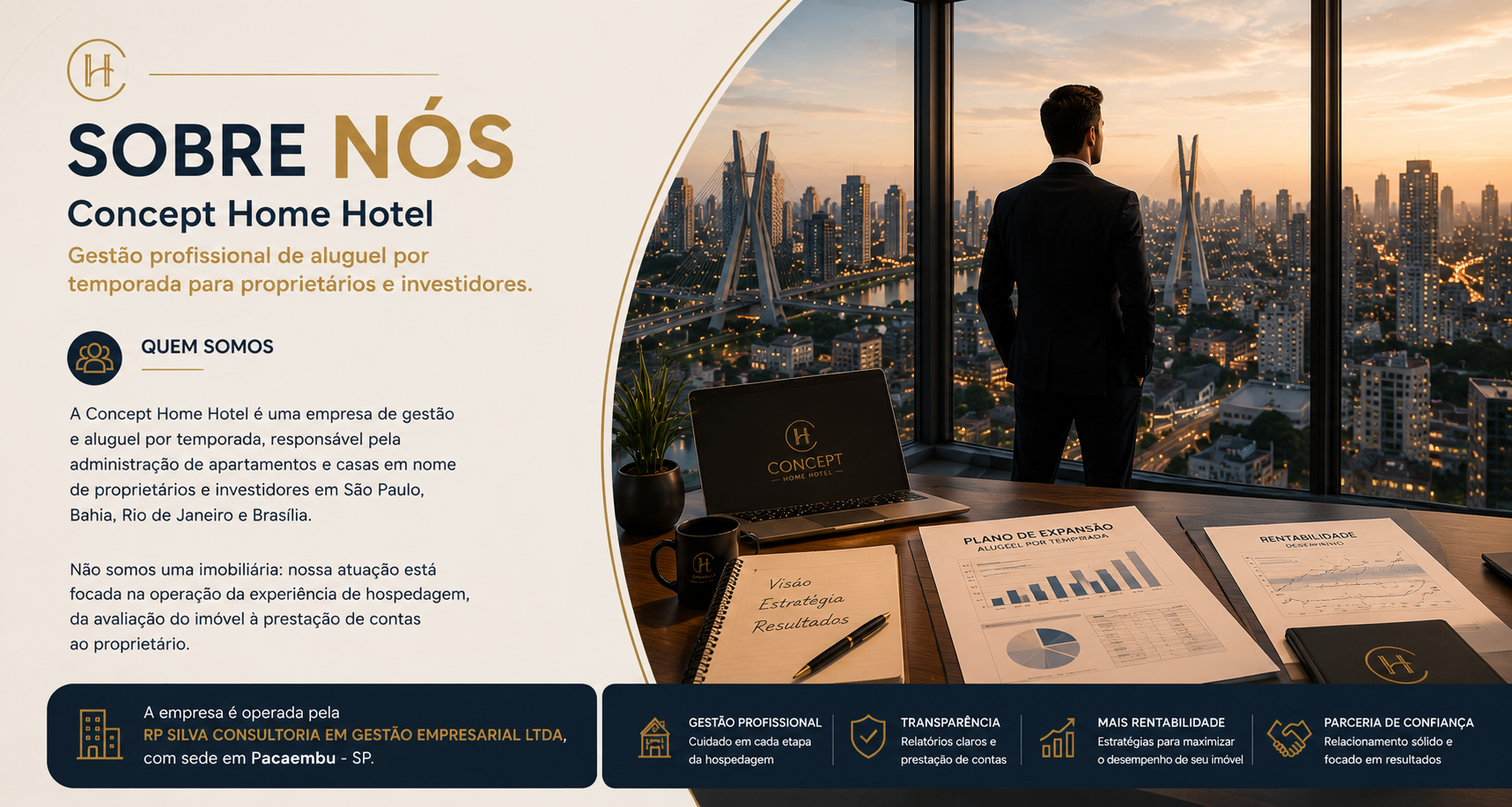 Sobre Nós - Concept Home Hotel, gestão profissional de aluguel por temporada para proprietários e investidores